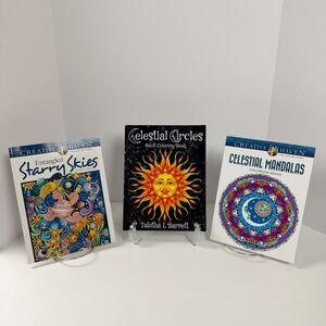 Lot‎ of 3 Adult Coloring Books Starry Skies Celestial Mandalas